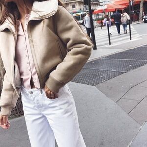 Zara Taupe Brown Double-Faced Rib Hem Jacket